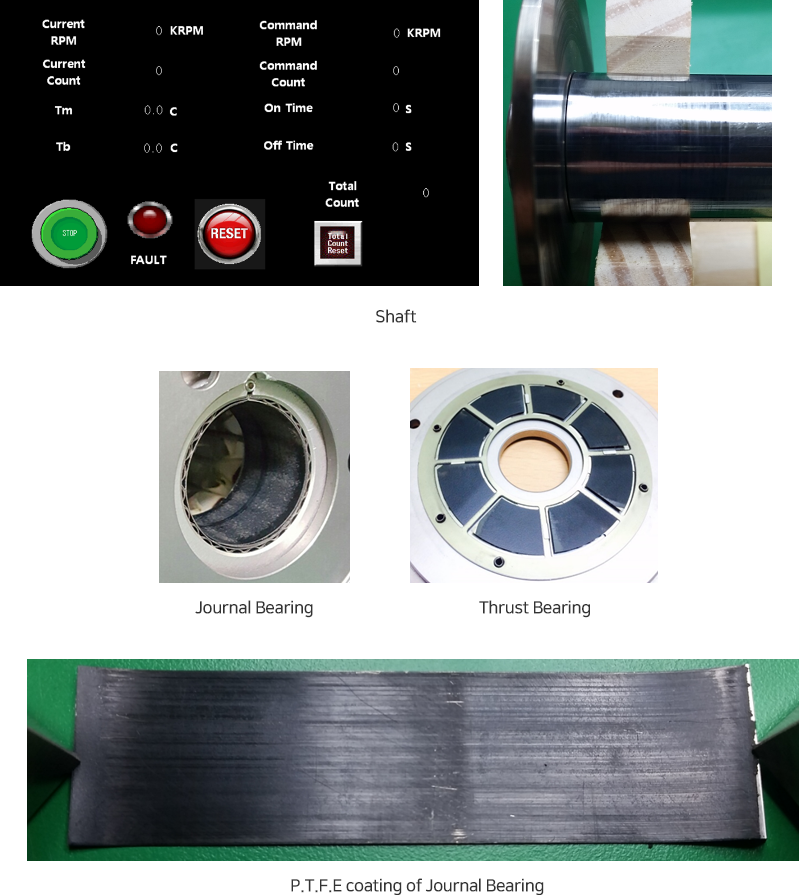 The condition of rotation axis and Bearing after the durability test.